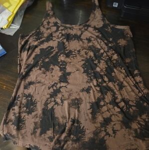 Brown and Black Tie-Dye Women's Tank Top